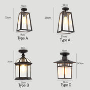 Vintage Black Outdoor Ceiling Lights – Weatherproof Aluminum Porch Ceiling Lamp with E27 Bulb Base 7