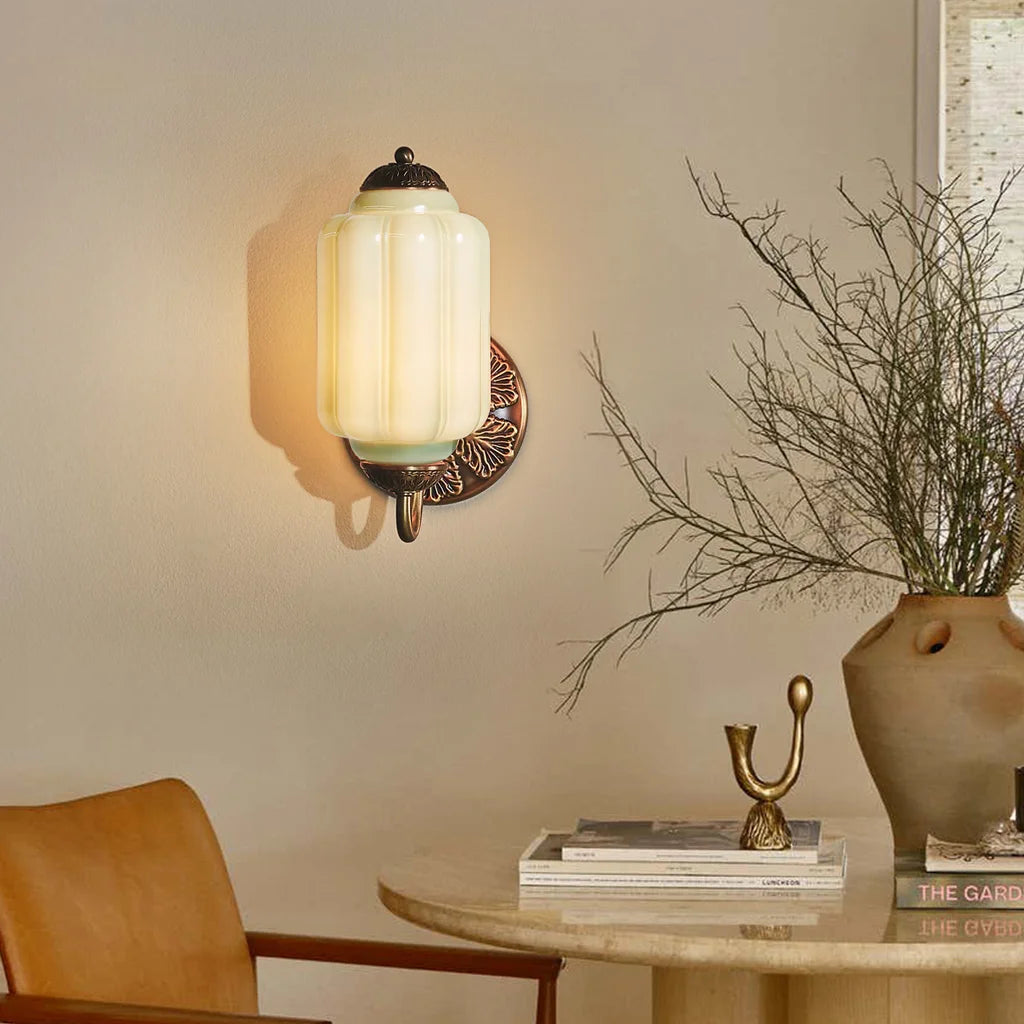 Vintage Milk Glass Wall Sconce | Elegant Wall Light Fixture | Retro Wall Lamp | Decorative Sconce Light | Aura Eloise Vintage Lighting 8