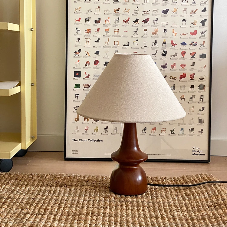 Vintage Solid Wood Table Lamp | Adjustable Bedside Desk Lamp | Elegant Linen Shade | Stylish Table Lamps for Living Room | Olivia Vintage Home Lamp 6