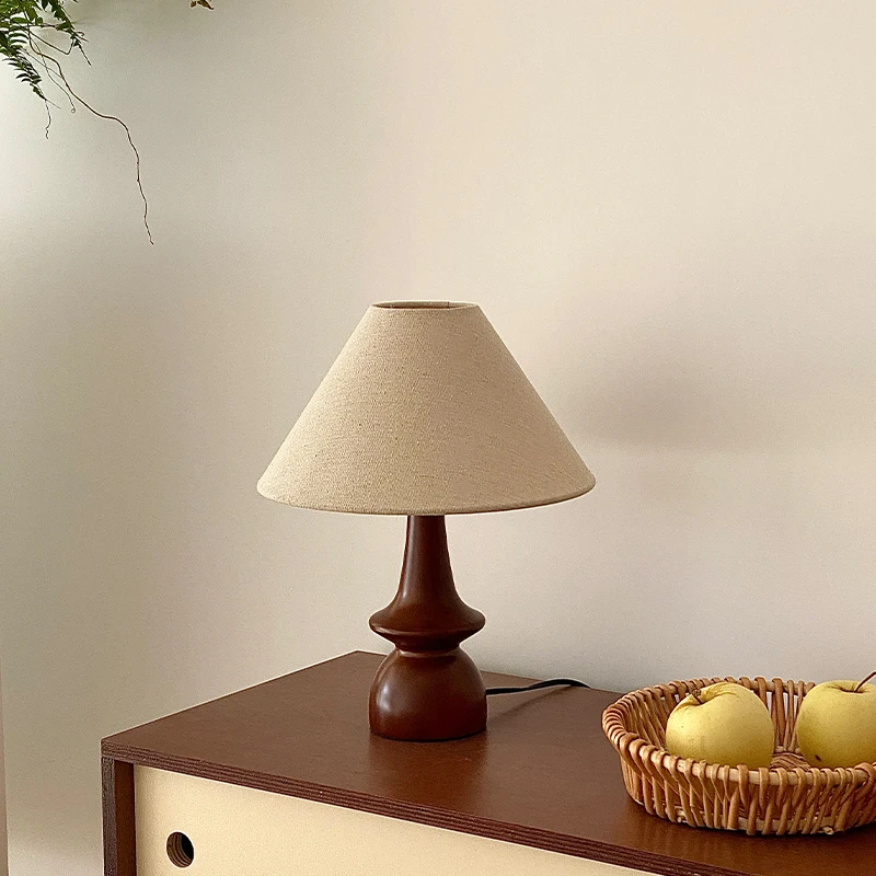 Vintage Solid Wood Table Lamp | Adjustable Bedside Desk Lamp | Elegant Linen Shade | Stylish Table Lamps for Living Room | Olivia Vintage Home Lamp 7