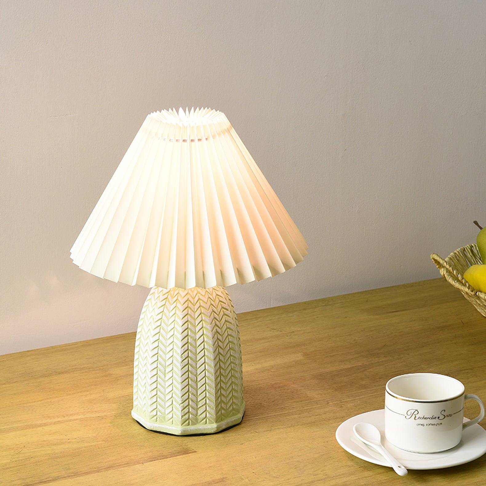 Vintage Table Lamp | Elegant Bedside Lamps | Ceramic Nightstand Light | Soft Ambient Bedroom Lamp | Elowen Vintage Pleated Lamp 5